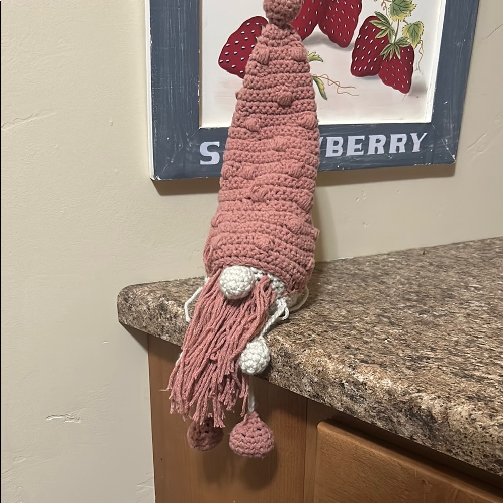 Pink and White Crocheted Art Decor handcrafted